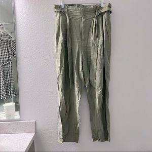 Sage green paper bag pants